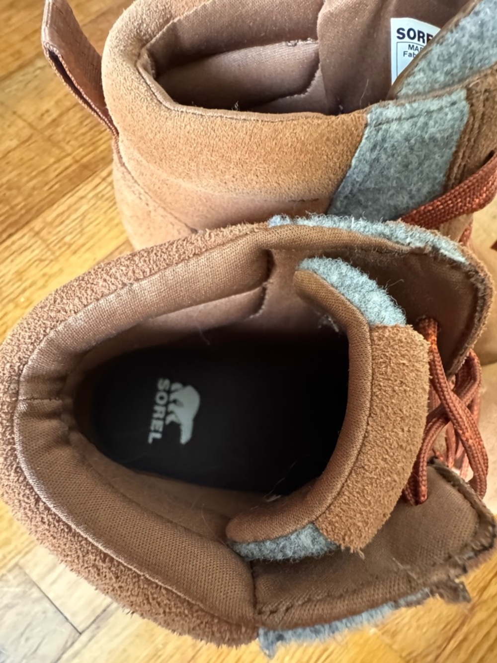 Sorel Suede Lace-Up Wedge Booties in Rust and Gray - Picture 2 of 4